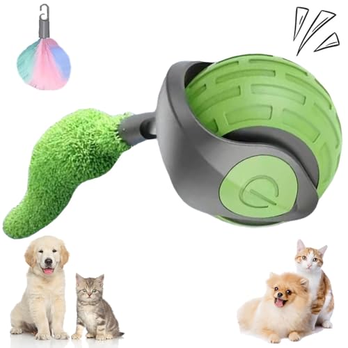 LLELEMAMO Speedy Tail 2.0, Speedy Tail Cat Toy, Interactive Cat Toy for Indoor Cats, USB Rechargeable Smart Automatic Moving Cat Dog Toy Ball, Two Speed Adjustment, with Replacement Tail (Green) von LLELEMAMO