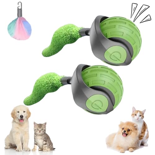 LLELEMAMO Speedy Tail 2.0, Speedy Tail Cat Toy, Interactive Cat Toy for Indoor Cats, USB Rechargeable Smart Automatic Moving Cat Dog Toy Ball, Two Speed Adjustment, with Replacement Tail (Green*2) von LLELEMAMO