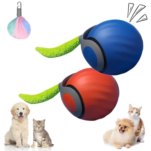 LLELEMAMO Speedy Tail 2.0, Speedy Tail Cat Toy, Interactive Cat Toy for Indoor Cats, USB Rechargeable Smart Automatic Moving Cat Dog Toy Ball, Two Speed Adjustment, with Replacement Tail (Mix-A) von LLELEMAMO