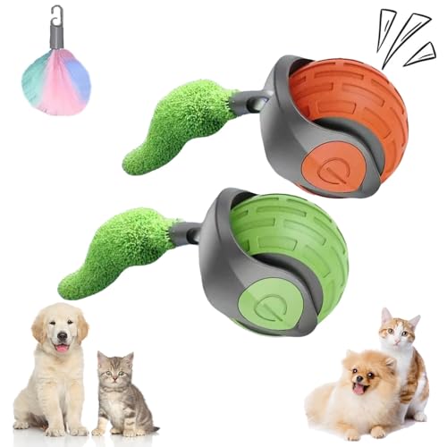 LLELEMAMO Speedy Tail 2.0, Speedy Tail Cat Toy, Interactive Cat Toy for Indoor Cats, USB Rechargeable Smart Automatic Moving Cat Dog Toy Ball, Two Speed Adjustment, with Replacement Tail (Mix-B) von LLELEMAMO