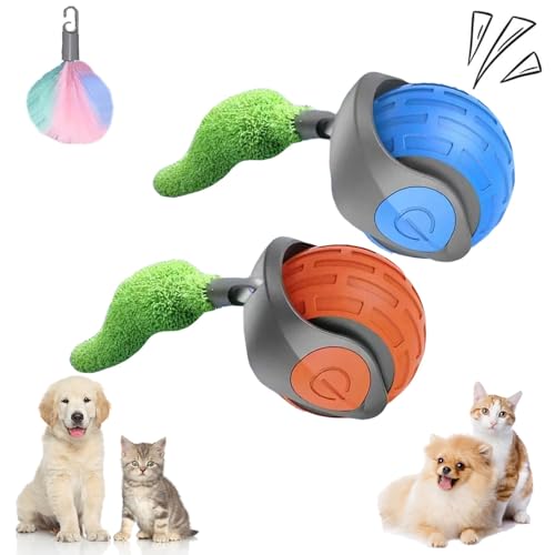 LLELEMAMO Speedy Tail 2.0, Speedy Tail Cat Toy, Interactive Cat Toy for Indoor Cats, USB Rechargeable Smart Automatic Moving Cat Dog Toy Ball, Two Speed Adjustment, with Replacement Tail (Mix-C) von LLELEMAMO