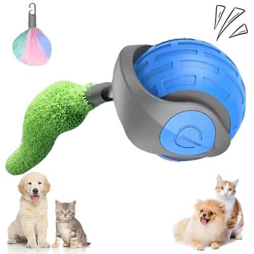 LLELEMAMO Speedy Tail 2.0, Speedy Tail Cat Toy, Interactive Cat Toy for Indoor Cats, USB Rechargeable Smart Automatic Moving Cat Dog Toy Ball, Two Speed Adjustment, with Replacement Tail (Sky Blue) von LLELEMAMO