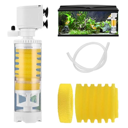 LLELEMAMO Ultimate Tank Filter, Djustable Internal Fish Tank Vacuum Filter, 3-In-1 Biochemical Sponge Filter for Aquarium, Compatible with Saltwater & Freshwater System (1900：10W - 600 L/H) von LLELEMAMO