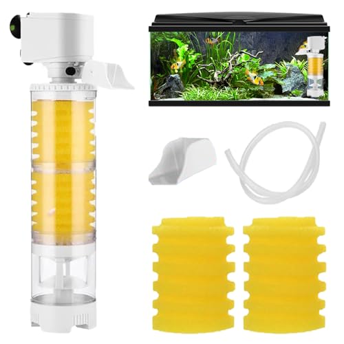 LLELEMAMO Ultimate Tank Filter, Djustable Internal Fish Tank Vacuum Filter, 3-In-1 Biochemical Sponge Filter for Aquarium, Compatible with Saltwater & Freshwater System (2300：25W - 1000 L/H) von LLELEMAMO