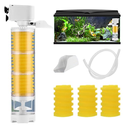 LLELEMAMO Ultimate Tank Filter, Djustable Internal Fish Tank Vacuum Filter, 3-In-1 Biochemical Sponge Filter for Aquarium, Compatible with Saltwater & Freshwater System (2400：35W - 1500 L/H) von LLELEMAMO