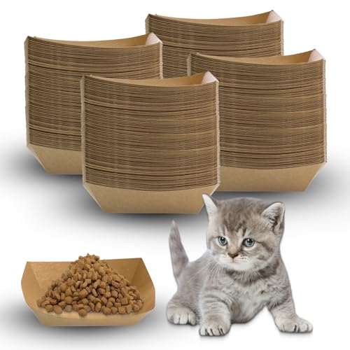 Einweg-Katzen-Futternäpfe, verdickte Einweg-Katzen-Futternäpfe, 150 Stück, Einweg-Haustiernäpfe für Nass- und Trockenfutter, Kätzchen, Welpen (21,2 x 5 cm) von LLHQAMT