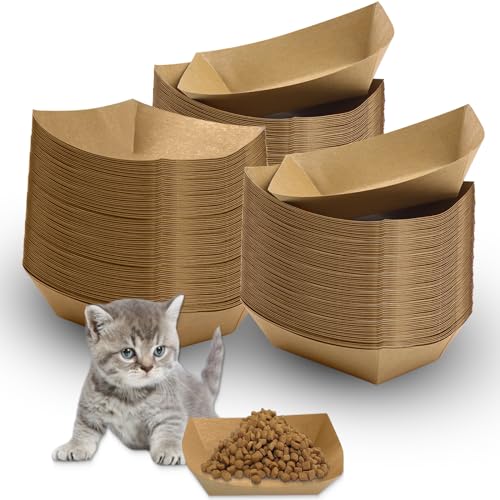 Einweg-Katzen-Futternäpfe, verdickte Einweg-Katzen-Futternäpfe, 50 Stück Einweg-Haustiernäpfe für Nass- und Trockenfutter, Kätzchen, Welpen (24 cm x 6,7 cm) von LLHQAMT