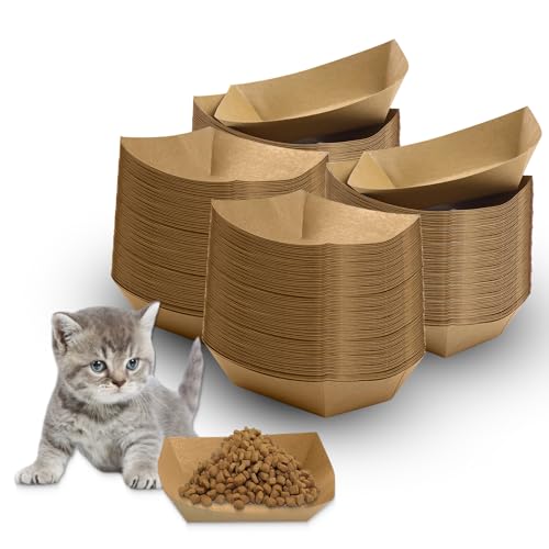 Einweg-Katzenfutternäpfe, verdickte Einweg-Katzen-Futternäpfe, 100 Stück Einweg-Haustiernäpfe für Nass- und Trockenfutter, Kätzchen, Welpen (24 cm x 6,7 cm) von LLHQAMT