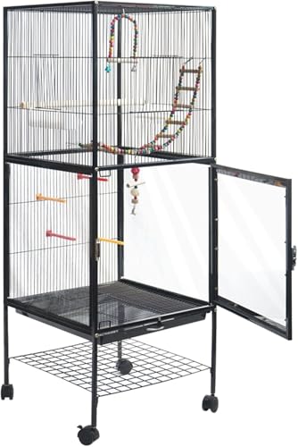 Vogelkäfig, Vogelvoliere, Vogel Flug Käfig Mit Rolling Stand Und Boden Tablett for Nymphensittiche Sittiche Lovebirds Flug Sitzstangen Vogelkäfig von LLHTTDMBDFC