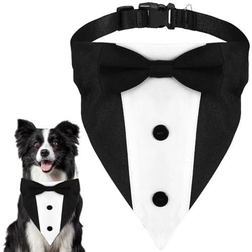 Hund Smoking Bandana Halsband, Hochzeit Hunde Kostüme Hund Bandana mit Fliege Verstellbare Bandana Halsband für Formelle Hochzeit Geburtstag Party von LLOUSSAK