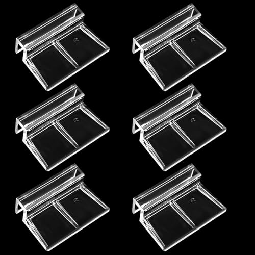 LLOUSSAK 6 x randlose Aquarium-Deckel-Clips, 0,6 cm dick, Acryl, Universal-Glas-Aquarium-Deckelstütze, transparente Aquariumdeckelklemme für Aquariumhauben (6 mm) von LLOUSSAK