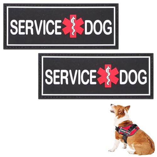 Service-Hundepflaster für Geschirr, abnehmbare emotionale Unterstützung, Hundeweste, Aufnäher, Arbeitshund, taktische Hundeausrüstung für Halsband, Leine, 10,2 x 5,1 cm, Schwarz, 2 Stück von LLOUSSAK