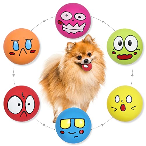 LLSPET Dog Toy Quietschendes Hundespielzeug Lustiges Tier Naturkautschuk Latex Hundebälle zum Kauen Langlebig Zahnen Welpe Kleintier Hunde 6 Stück/Set von LLSPET