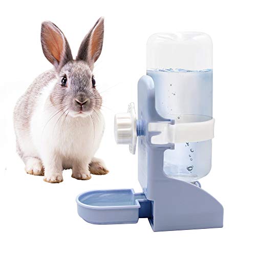 LLSPET Gravity Flow Supply Kaninchen-Wasserflasche Tränke für Mini-Haustiere, Hasen, Meerschweinchen, Chinchilla, 500 ml, automatische Wasserflasche, verhindert Überlaufen, BPA-frei (blau) von LLSPET