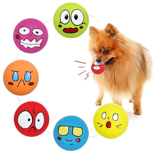 LLSPET Hundespielzeug mit Smiley-Gesicht, quietschend, weich, Latex, Gummi, quietschend von LLSPET