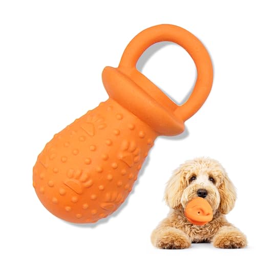 LLSPET Latex-Kauspielzeug, quietschender Schnuller, 13,2 cm, langlebig, Kauspielzeug für kleine und mittelgroße Hunde (Orange, 1 Stück) von LLSPET