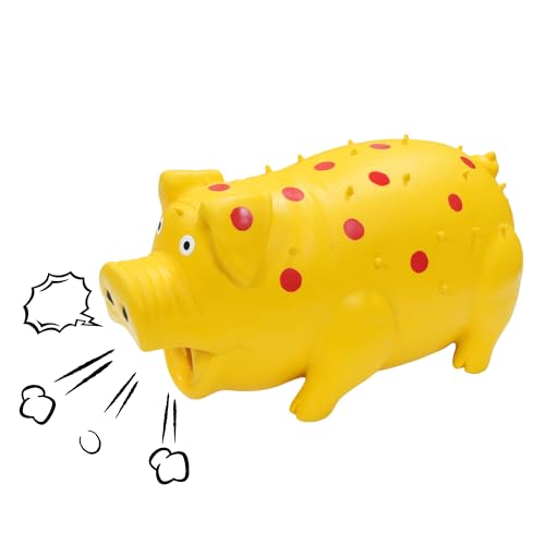 LLSPET Quietschendes Schwein-Hundespielzeug, Latexschwein, 20,3 cm, langlebiges Kauspielzeug für kleine, mittelgroße und große Hunde (1 Packung, gelb) von LLSPET
