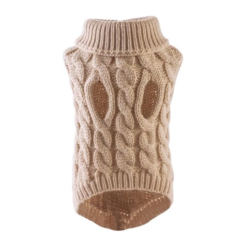 LLaviD Hundekleidung Welpen Hund Pullover Für Kleine Mittlere Hunde Katzen Kleidung Winter Warme Haustier Turtleneck Weiche Mantel Teddy Jacke-beige-XL von LLaviD