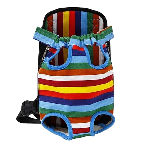 LLaviD Hunderucksack Haustierhundträger Rucksack Mesh Outdoor -Fahrt Atmungsaktives Schultergriff Taschen Für Kleine Hundekatzen Chihuahua-Regenbogen-L von LLaviD