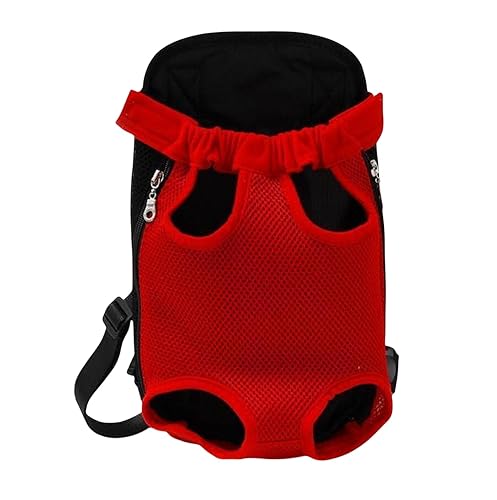 LLaviD Hunderucksack Haustierhundträger Rucksack Mesh Outdoor -Fahrt Atmungsaktives Schultergriff Taschen Für Kleine Hundekatzen Chihuahua-Rot-S von LLaviD