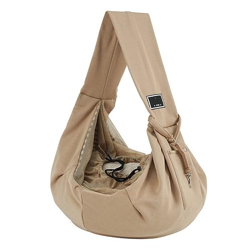 LLaviD Hunderucksack Hundetasche Haustier Out Cross Body Umhängetasche Outdoor -Reise Tragbarer Katzenpapler Slingbeutel Baumwolle Bequeme Tasche-Khaki von LLaviD