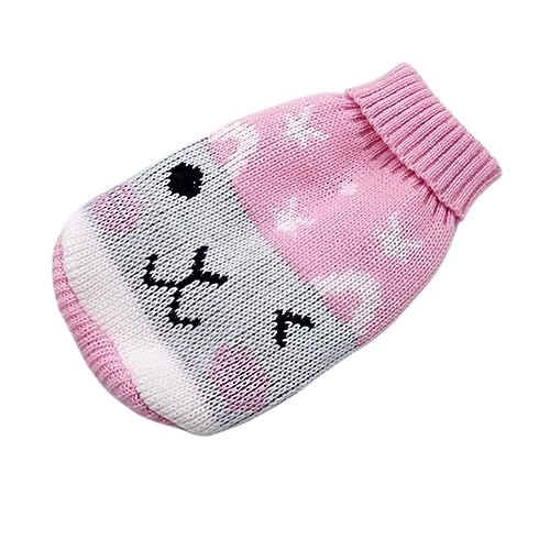 1 x warme Katzenkleidung für den Winter, Weihnachten, Katzenpullover, Cartoon-Druck, Haustierkleidung, Strickkostüm, Mantel für Welpen, kleine Haustiere, Kleidung (Farbe: rosa Kaninchen, Größe: XS) von LMDO