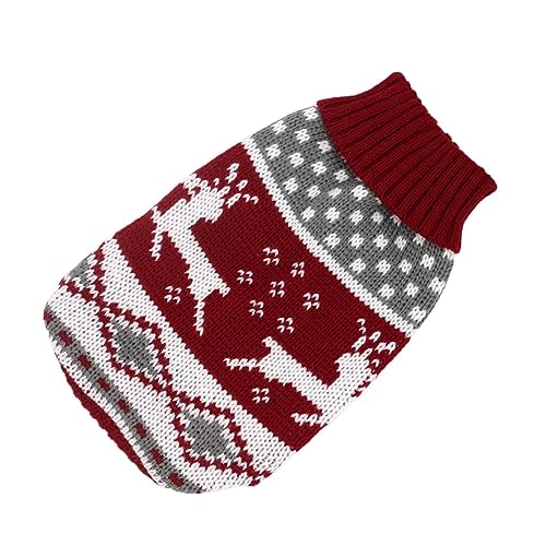 1 x warme Katzenkleidung für den Winter, Weihnachten, Katzenpullover, Cartoon-Druck, Haustierkleidung, Strickkostüm, Mantel für Welpen, kleine Haustiere (Farbe: Rotwild, Größe: M) von LMDO