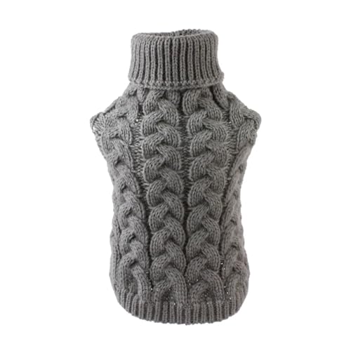 Klassischer solider Chihuahua-Welpen-Hundepullover für kleine Hunde, warme Winterkleidung, Yorkshire-Schnauzer-Pullover (Farbe: Grau, Größe: XS-Anzug 0,5–1 kg) von LMDO