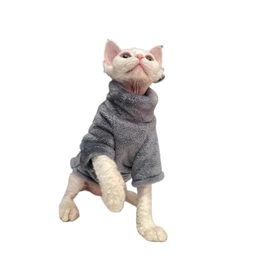 LMDO Rollkragen-Katzenpullover, Mantel, Winter, warm, haarlos, weicher flauschiger Pullover, Hemd für Maine-Coon, Katze, Chihuahua, Haustierkleidung (Schwarz, 19 mm, L) von LMDO