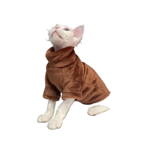 LMDO Rollkragenpullover für den Winter, warm, haarlos, weich, flauschig, Pullover für Maine-Coon, Katze, Chihuahua, Haustierkleidung (Drak Coffee, L) von LMDO