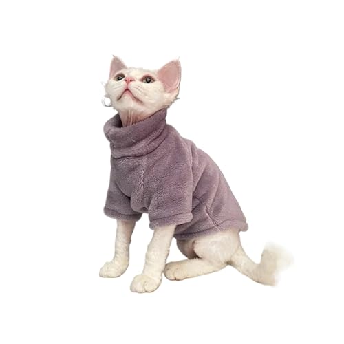 LMDO Rollkragenpullover für den Winter, warm, haarlos, weich, flauschig, Pullover für Maine-Coon, Katze, Chihuahua, Haustierkleidung (lila, XL) von LMDO