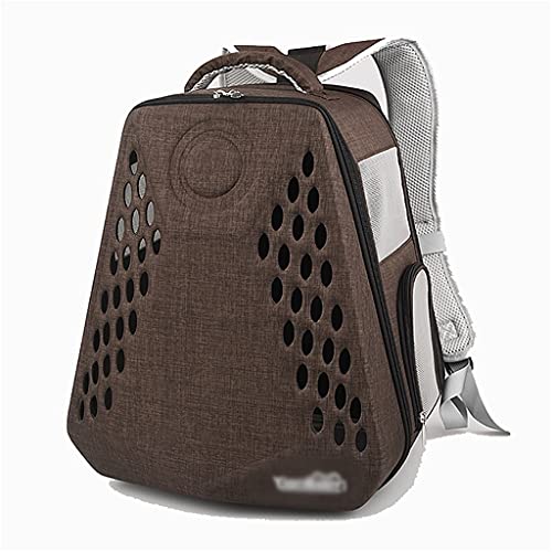 LMJ Multi-facettierter atmungsaktiver Haustier Rucksack Hunde Katzen-Schultern Tasche Haustierenträger im Freien Reisen Wandern Pet Supplies (Color : Brown) von LMJ