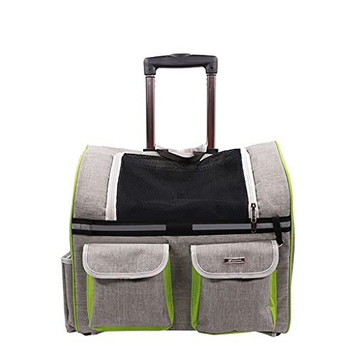 Oxford Tuch Pet Trolley Rucksack Licht Katze Hund Trolley Koffer Reise Tragetasche Tourist Camping (Color : Grau) von LMJ