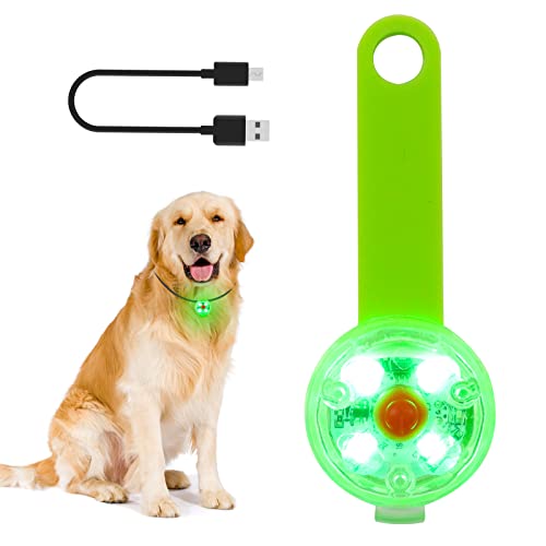 LMLMD LED-Hundelicht, Wiederaufladbares USB-Hundehalsbandlicht für Geschirr, Wasserdichte Sicherheitshunde-Blinklichter, Led HundBlinklicht mit Stretch-Silikonmarke zur Befestigung an Halsband, Grün von LMLMD