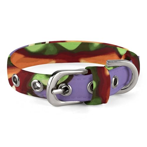 Halsband für kleine und mittelgroße Haustiere, verstellbar, Oxford-Stoff, Cartoon-Hamburger-Druck, Haustierhalsband, personalisierbar von LMNGH