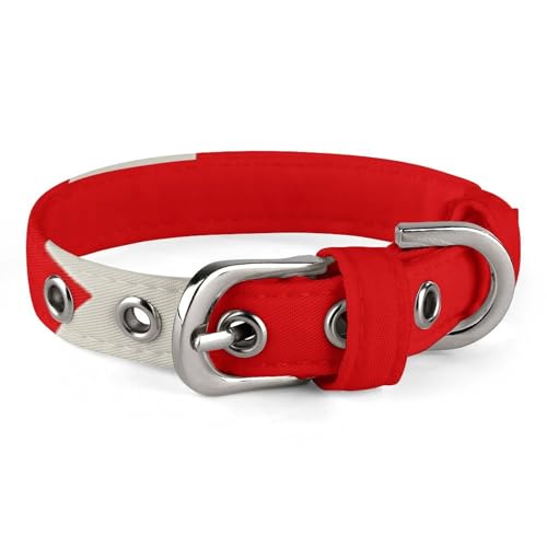 Halsband für kleine und mittelgroße Haustiere, verstellbar, Oxford-Stoff, Retro-Stil, Kanada-Flagge, Muster, personalisierbar, für Katzen und Hunde von LMNGH