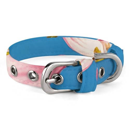 Hundehalsband für kleine und mittelgroße Haustiere, verstellbar, Oxford-Stoff, Frühlings-Hartriegel, Blüten, personalisierbar, für Katzen und Hunde von LMNGH