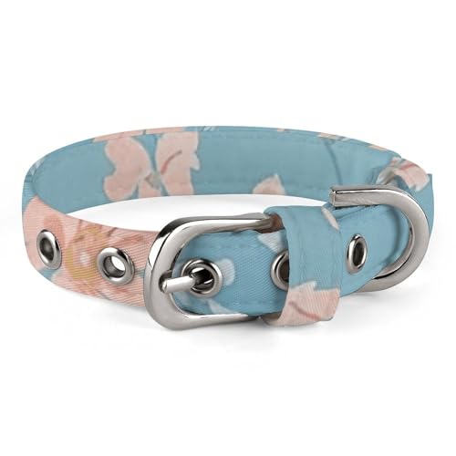 Hundehalsband für kleine und mittelgroße Haustiere, verstellbar, Oxford-Stoff, hellblauer Druck, Haustierhalsband, personalisierbar, für Katzen und Hunde von LMNGH