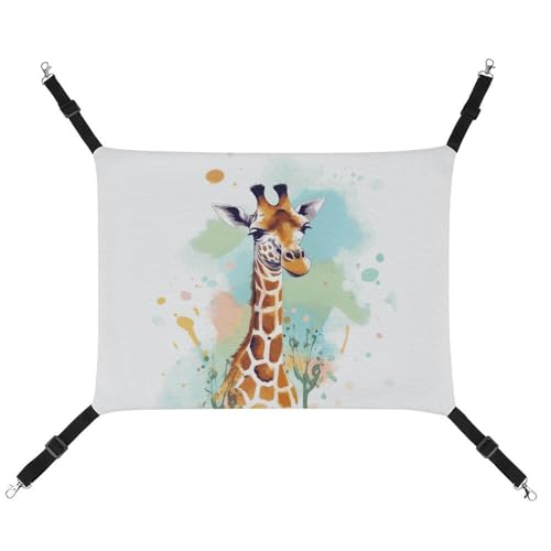 LMNGH Hängende Katzenhängematte, atmungsaktive Hängematte, ruhende Schlafunterlage für Katzen, verstellbare Giraffe, Kunst, Illustration, bedrucktes Katzenbett, Haustierhängematte von LMNGH