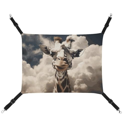 LMNGH Hängende Katzenhängematte, atmungsaktive Hängematte, ruhende Schlafunterlage für Katzen, verstellbare Giraffe in den Wolken, bedrucktes Katzenbett, Haustierhängematte von LMNGH