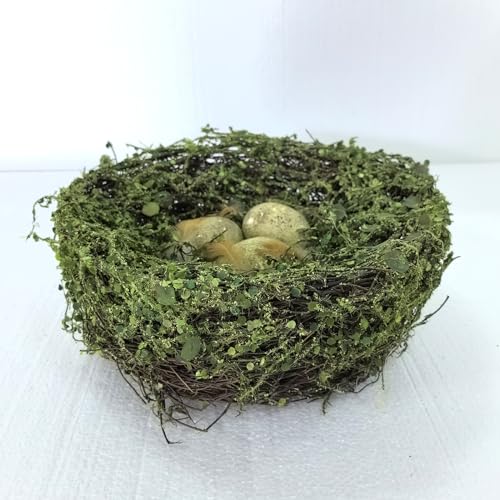 LNGODEHO 1 x künstliches Rattan-Kolibri-Haus, Vogel-Eier, Wildtiere, Naturfaser, Brutvogel für Garten, Terrasse, Hof, Dekoration (grün, 13 cm) von LNGODEHO