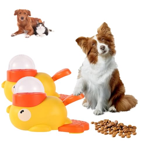 LOCPUFF Duck Treat Dispenser, 2-in-1 Dog Interactive Slow Feeder & Puzzle Toy, Interactive Dog Treat Dispenser Toy with Button, Anti-Gulping Duck Pet Dispenser, Fun Treat Dispenser for Dogs (2pcs) von LOCPUFF