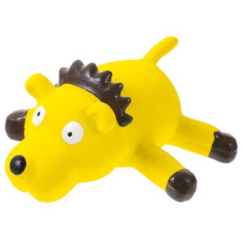 LOGOFUN Hund Quietschspielzeug Löwe Hund Kauspielzeug Latex Welpe Interagierendes Spielzeug mit Quietscher Latex Cartoon Tier Welpenspielzeug für Haustierbedarf - Gelb von LOGOFUN