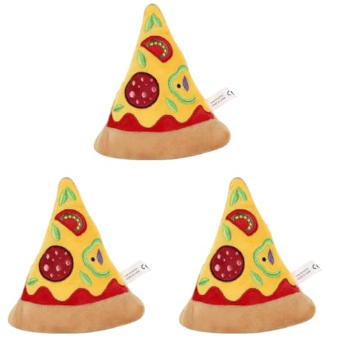 LOGOFUN Quietschspielzeug für Hunde, Pizza-Form, quietschendes Spielzeug, Welpenkauspielzeug, lustiges Welpenbeißspielzeug für Haustiere, 3 Stück von LOGOFUN