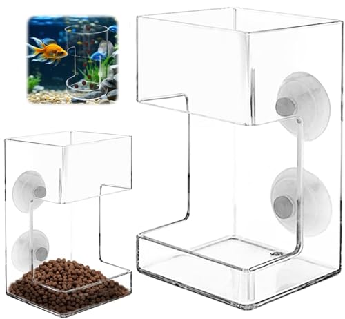 Fischfutterspender for Aquarien, Acryl-Fischfutterrohrring mit Saugnapf, Ständer for Schildkrötengarnelenfische for Aquarien, Schildkrötengarnelen-Aquarium-Futterspender for Aquarien(Square) von LOKORI