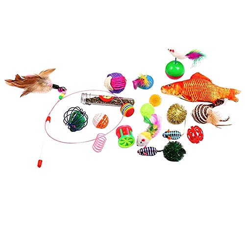 LOLPALONE 20 Stück/Set Katzen für Haustiere Sisal Toys Interactive Kätzchen Lustiges Spielzeug Cat Teaser Federstab Sisal Bälle Catnip Toys von LOLPALONE