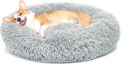 LONENESSL Hundebett Katzenbett Flauschig Rund Hundekissen, Hundekorb Waschbar S/M/L/XL für Kleine, Mittelgroße und Große Hunde Katzen,Plüsch - Donut Kuscheliges Hundesofa,Rutschfestes Hundematte von LONENESSL