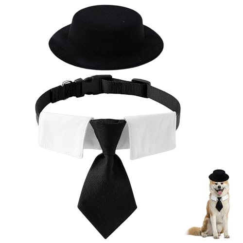 LONGHAO 2 pcs Haustiere Hochzeit Fliege Welpenfliege Smoking Kragen Hunde Smoking Hundehalstuch Hochzeit Formelle Hund Krawatte,für mittelgroße und Große Hunde (schwarz 2) von LONGHAO