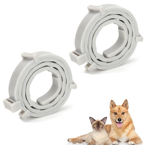 LONGHAO 2 pcs Wasserdicht Hund Flohhalsband,Zeckenhalsband für Hunde,Zeckenband für Katzen,Hundehalsbänder,Verstellbareinheitsgröße,füt Hunde und Katzen Aller Größen und Rassen 62cm (Grau) von LONGHAO