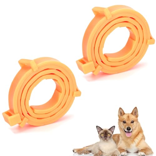 LONGHAO 2 pcs Wasserdicht Hund Flohhalsband,Zeckenhalsband für Hunde,Zeckenband für Katzen,Hundehalsbänder,Verstellbareinheitsgröße,füt Hunde und Katzen Aller Größen und Rassen 62cm (Orange) von LONGHAO